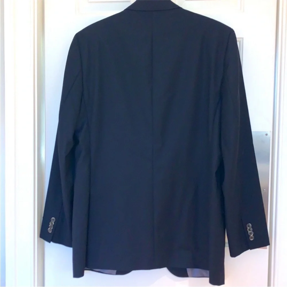 Saks Fifth Avenue Blazer Wool Navy Blue Napoliwood Nautical Sports Coat Mens 44L